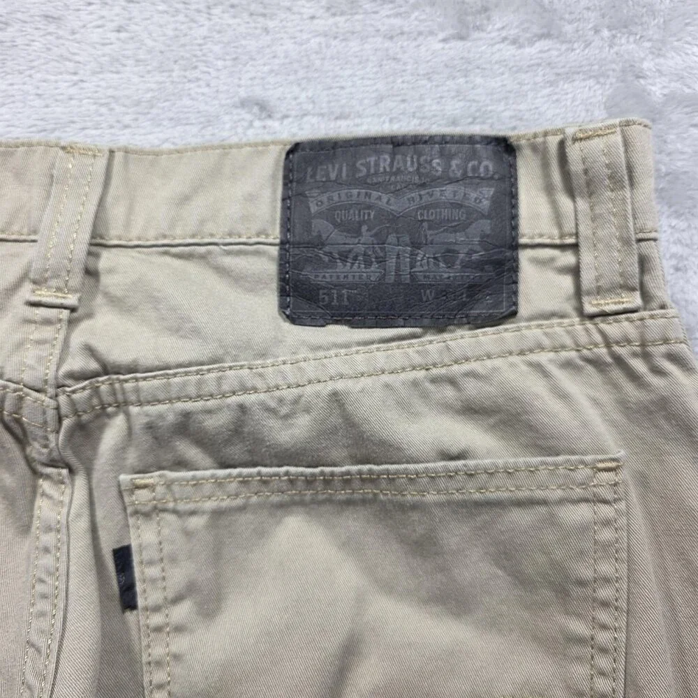 Levi's 511 Jeans Mens 31x32 Khaki Slim Fit Twill 5-Pocket Zip Fly Beige